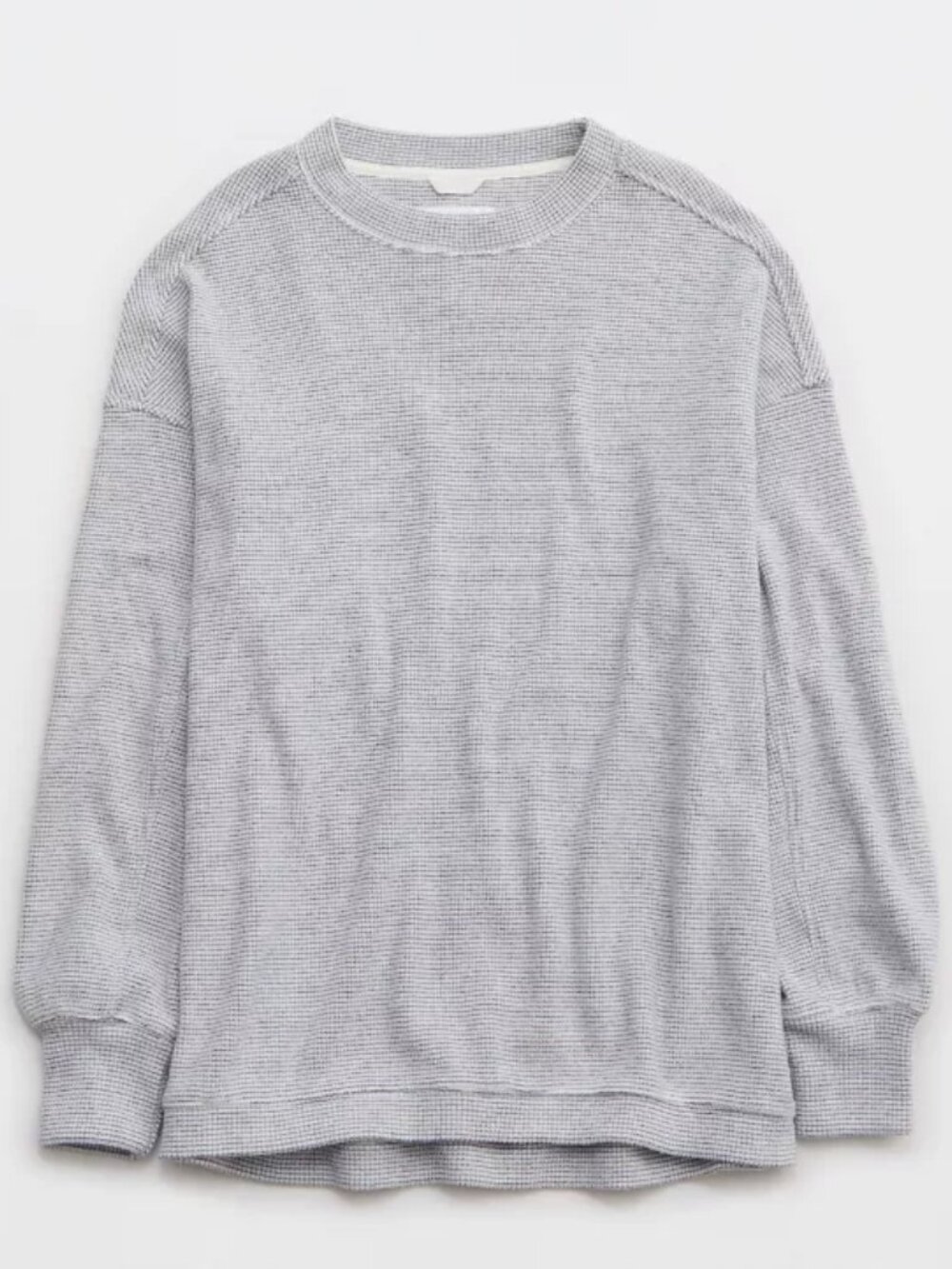 Aerie Getaway Grey Waffle Mock Neck Sweatshirt